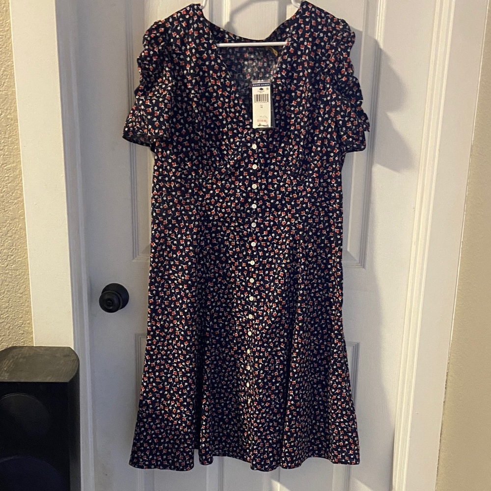 Ralph Lauren Navy and Red Floral Dress